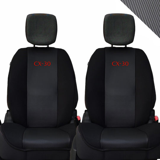 Car Seat Back 2pcs Leatherette Carbon Black