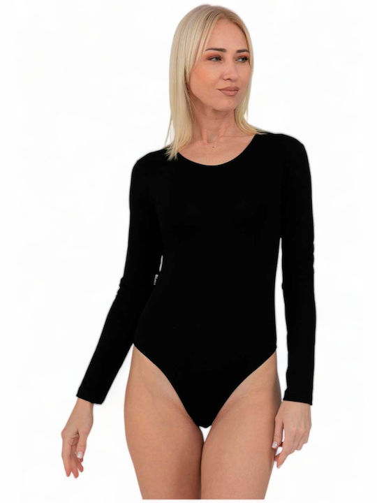 Nina Club Lingerie Long Sleeve Bodysuit Black