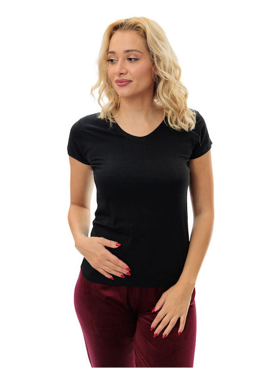 Namaldi Women's Short Sleeve Cotton T-Shirt Black