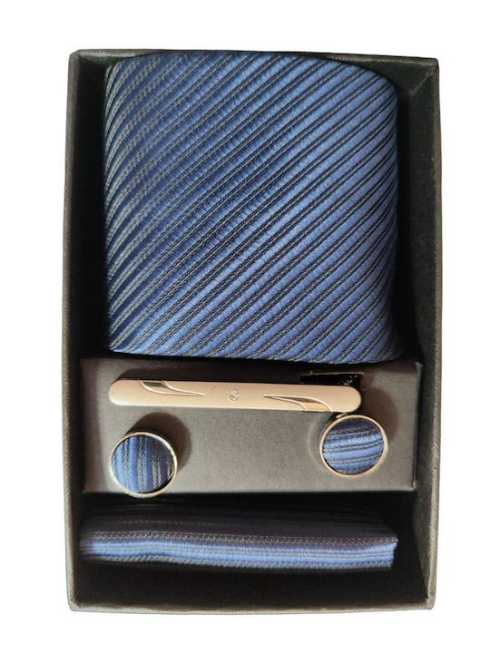 Men's Tie Set Printed Navy Blue