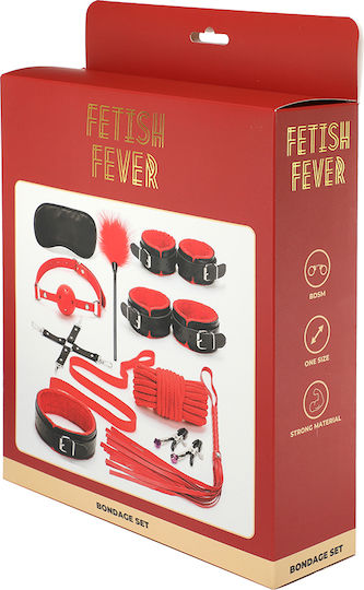 Fever BDSM Kit σε Κόκκινο Χρώμα 10τμχ