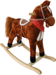 Fabric Rocking Toy Horse with Music Brown