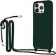 Liquid Back Cover Σιλικόνης με Λουράκι Χακί (iPhone 15 Pro Max)