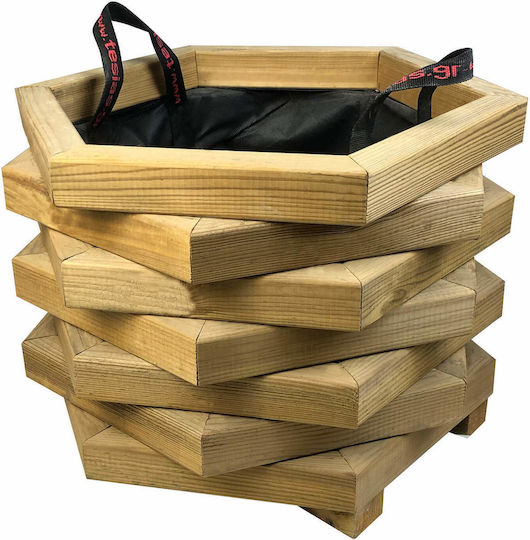 Tesias Dodecagonal Closed Corners Pot Wooden 52x36cm.