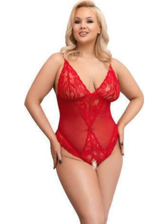 Cottelli Collection Секси Боди Мрежесто Червено