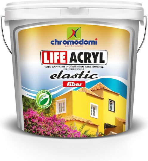 CHromodomi Life Acryl Elastic Fiber Plastic Acrilyc Paint for Exterior Use Acrylic Fiber Reinforced Elastomeric Cementitious Paint 10lt