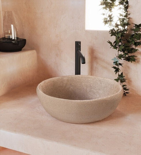 Sanitec Rock Επικαθήμενος Νιπτήρας Πορσελάνης 40x40x15cm Μπεζ