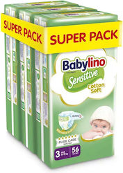 Babylino Sensitiv Sensitive Cotton Soft Super Pack Scutece cu bandă adezivă Nr. 3 pentru 4-9 kgkg 168buc