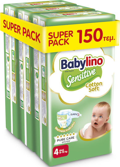 Babylino Klebeband-Windeln Sensitive Cotton Soft Nr. 4 für 8-13kg 150cm
