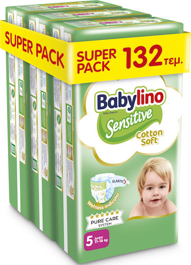 Babylino Klebeband-Windeln Sensitive Cotton Soft Nr. 5 für 11-16kg 132cm