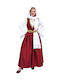 Samos Traditional Costume with Porphyra with 1 Row Necklace Red