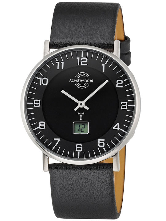 Master Time Ανδρικό Ρολόι 40mm Μπαταρίας με Μαύρο Δερμάτινο Λουράκι
