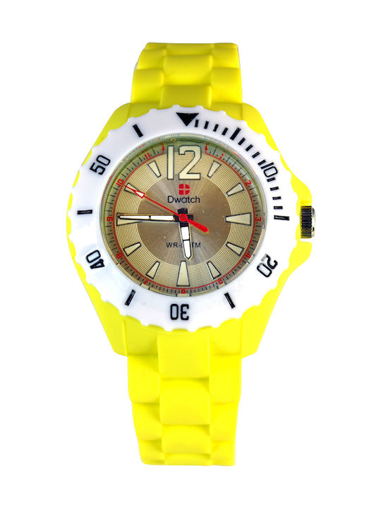 Dwatch Watch with Yellow Rubber Strap