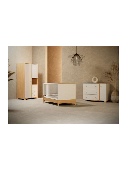 Zwei Türen Schrank mit 3 Schubladen Beige 100x54x190cm