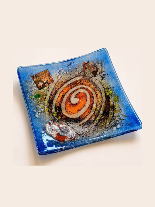 La Belle Maison Square Glass Decorative Platter Blue 18x18x2cm