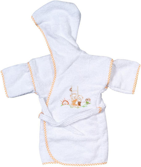 Bunny Bebe Βρεφικό Μπουρνούζι με Κουκούλα πορτοκαλί 70x90εκ.