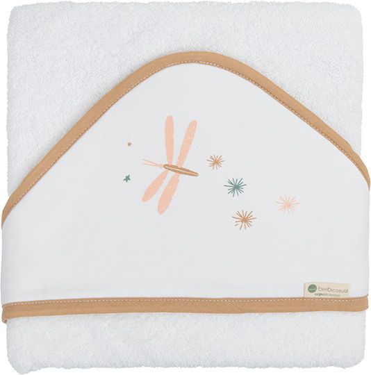 Bimbidreams Baby Bath Towel Hooded Cottage Liveloula White 100x100cm