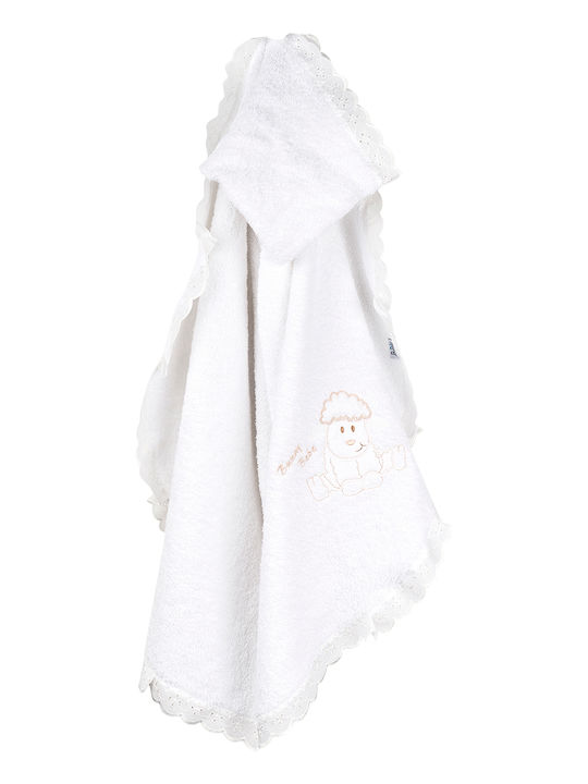 Bunny Bebe Baby Hooded Towel with Hood Sheep Wh...