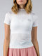 GSA Damen Sportliches Bluse Kurzärmelig Weiß