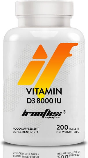 Ironflex Nutrition Βιταμίνη D για Ενίσχυση του Ανοσοποιητικού & την Υγεία των Οστών 8000iu 200 ταμπλέτες