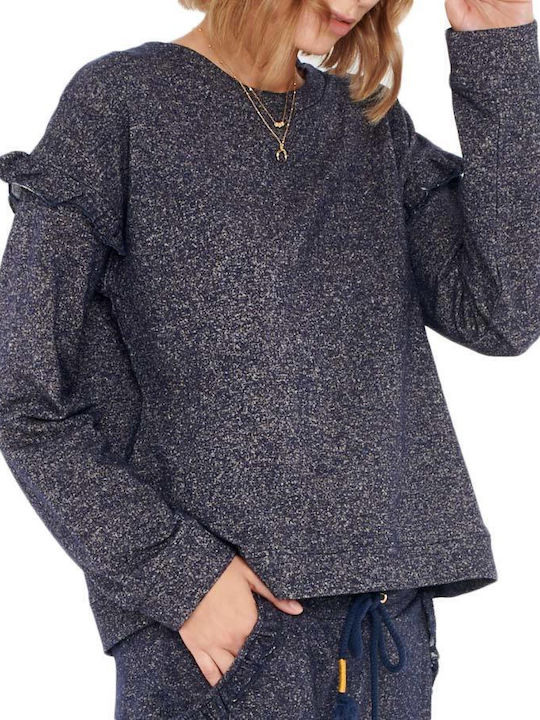 Femi Stories Women's Blouse Long Sleeve Navy Blue