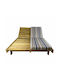 Sunbed Single Wooden with Cushion Turquoise 200x125x13cm.