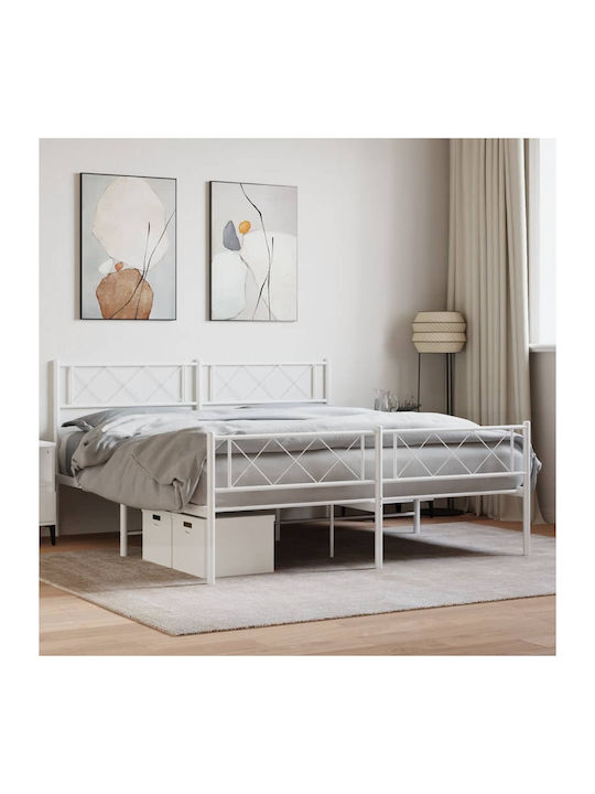 Κρεβάτι Ημίδιπλο Μεταλλικό Λευκό με Τάβλες για Στρώμα 120x200cm