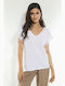 Damen Bluse Kurzärmelig White