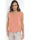 Damen Bluse Ärmellos mit V-Ausschnitt orange