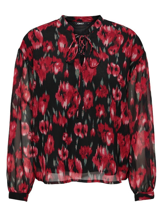 Only Women's Blouse Long Sleeve Red