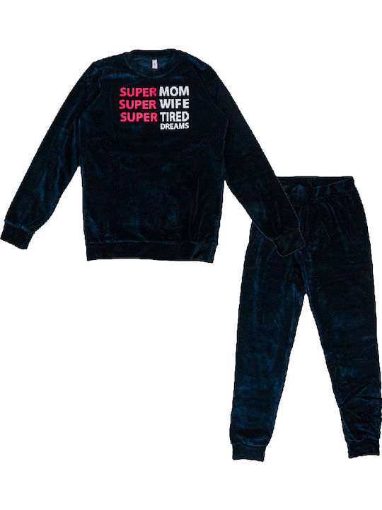 Paco & Co Winter Women's Pyjama Set Blue