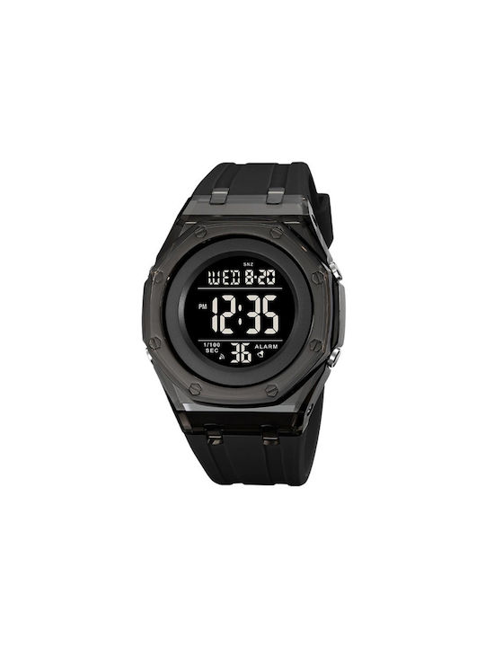 Skmei Digital Watch Chronograph Battery with Rubber Strap Black