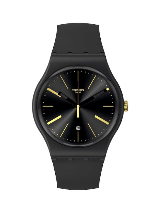 Swatch Watch with Yellow Rubber Strap