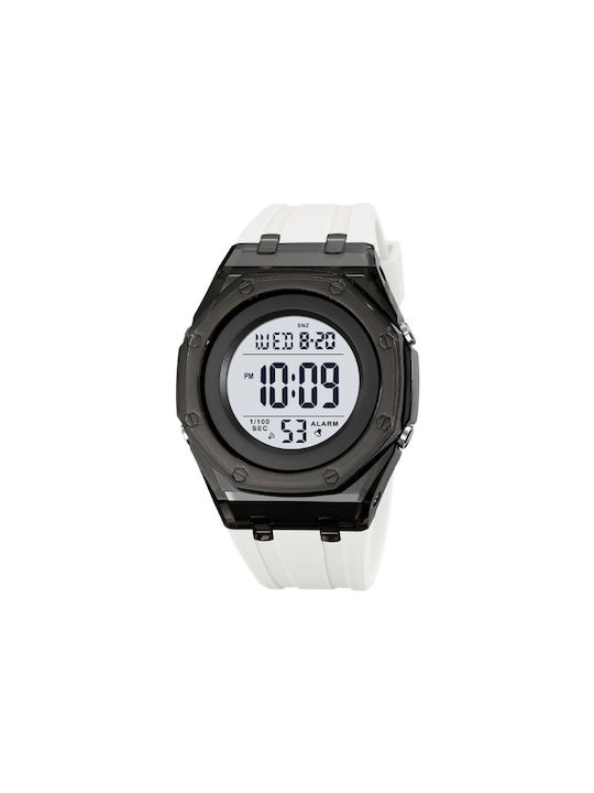 Skmei Digital Watch Chronograph Battery with Rubber Strap White / Black
