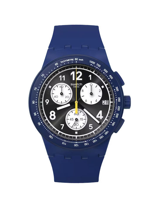 Swatch Ρολόι με Μπλε Καουτσούκ Λουράκι