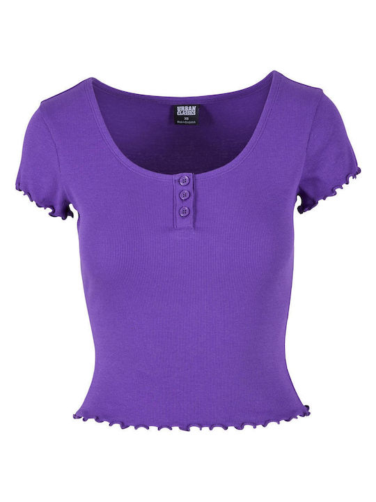 Urban Classics Damen Sommer Bluse Kurzärmelig Lila