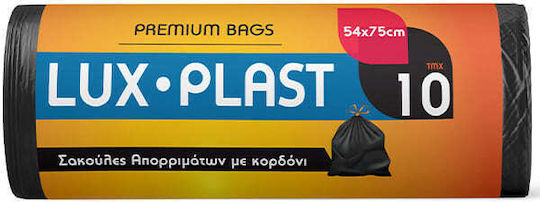 Lux Plast Trash Bags with Drawstring 54x75cm 10pcs Black