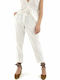 Women's Fabric Capri Trousers Regular Fit White