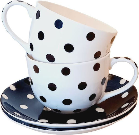 Easy-Life Set Tassen Kaffee aus Porzellan Schwarz 250ml 2Stück