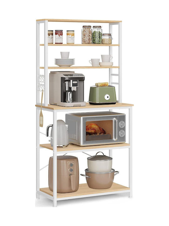 Vasagle Kitchen Rack Metallic 6 Tiers White 40x40x167cm