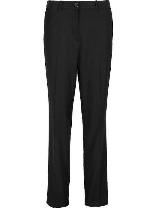 Damen Stoff Hose mit Gummizug Deep Black