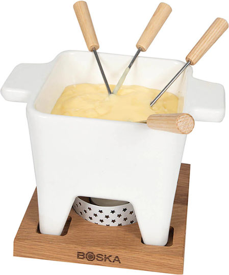 Boska Holland Porcelain Fondue Pot with Tea Light White 21x16x15cm Boska Holland Porcelain Fondue Pot with Tea Light White 21x16x15cm