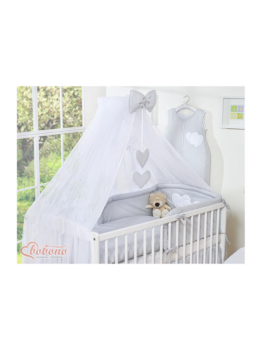 Bobono Mosquito Net Crib MOSK+SERCA/HEARTS/523 White 470x160cm