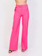 Ths-Fashion Women's Fabric Trousers Flared Pink