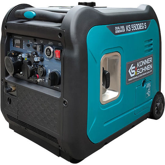 Könner & Söhnen Leise Generator Inverter Benzin/LPG Vier Jahre alt mit Rädern und Maximaler Leistung 6.88kVA