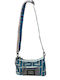 Midneto Damen Tasche Crossbody Turquoise Beige Chenille