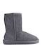 Suede Women's Ankle Boots with Fur Gray