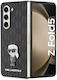 Karl Lagerfeld Saffiano Monogram Ikonik Pin Back Cover Πλαστικό Μαύρο (Galaxy Z Fold5)