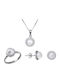Set with Necklace , Earrings & Ring from White Gold 14K with Stones and Pearls