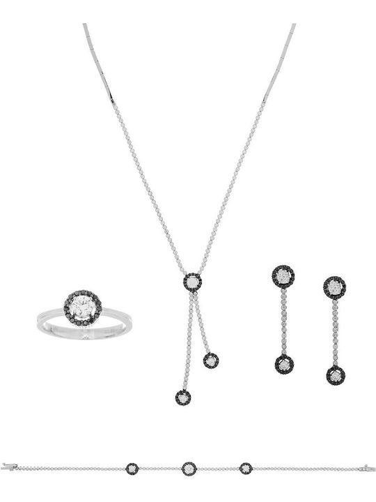 Vitopoulos Set with Necklace , Earrings & Ring from White Gold 14K with Stones